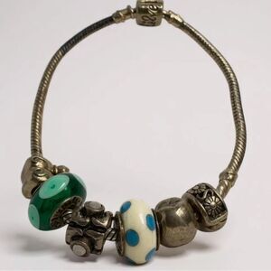 Authentic Silverado 925 Sterling Silver Charm Bracelet with 6 Charms